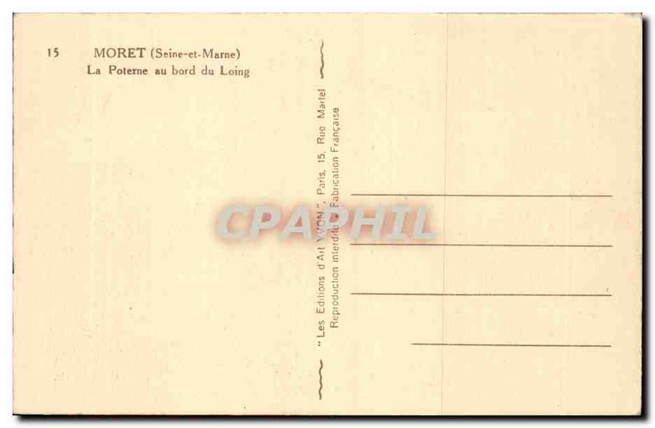 CPA Moret La poterne au bord du Loing — Rückseite