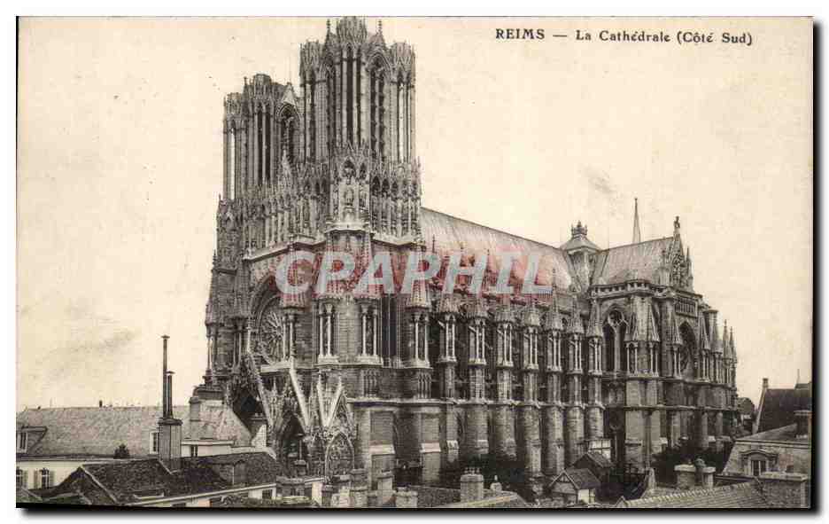 CPA Reims La cathedrale Cote Sud