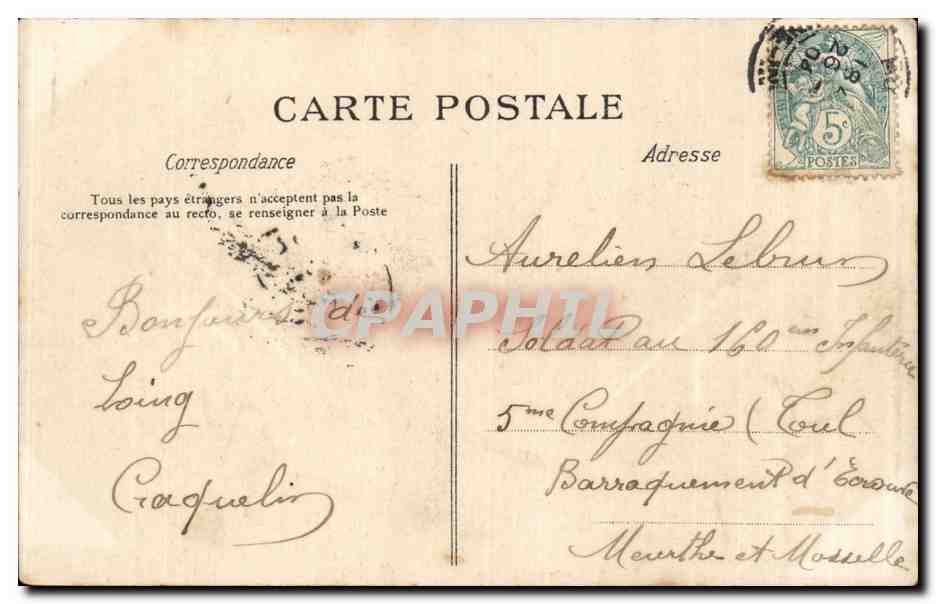 CPA Rouen La caserne Jeanne d'arc — Rückseite