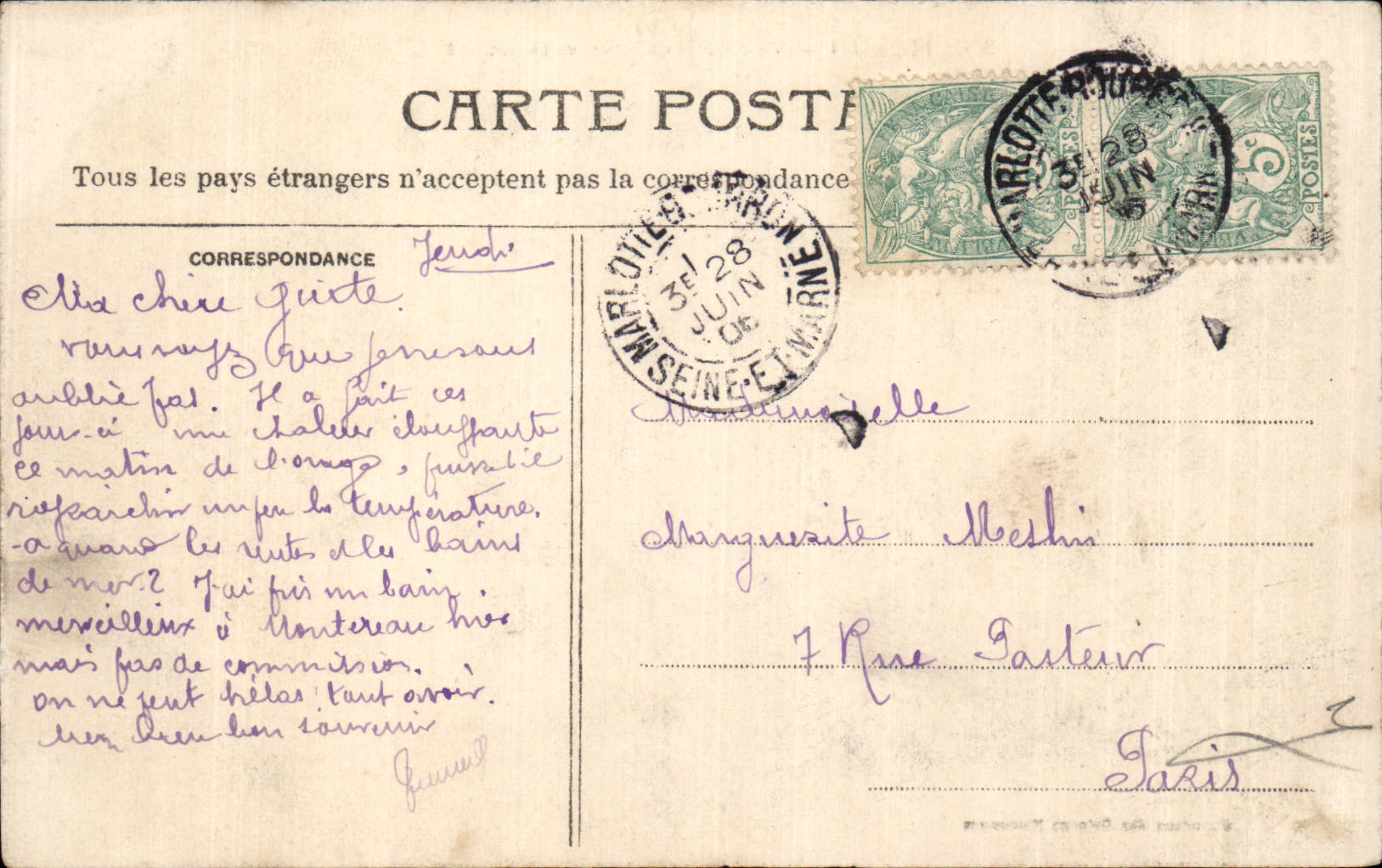 CPA Melun Vue sur la Seine Cote ouest — Verso