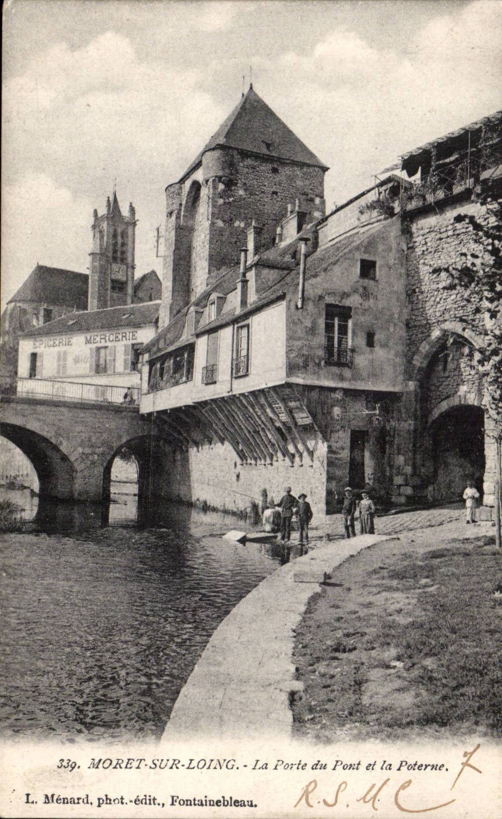 Moret-sur-Loing — The Bridge Gate and the Postern Gate — L. Ménard, photographer-publisher, Fontainebleau