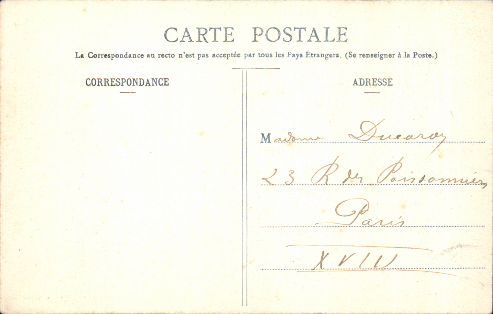 CPA Chateau Landon Bords du Fusin — Back