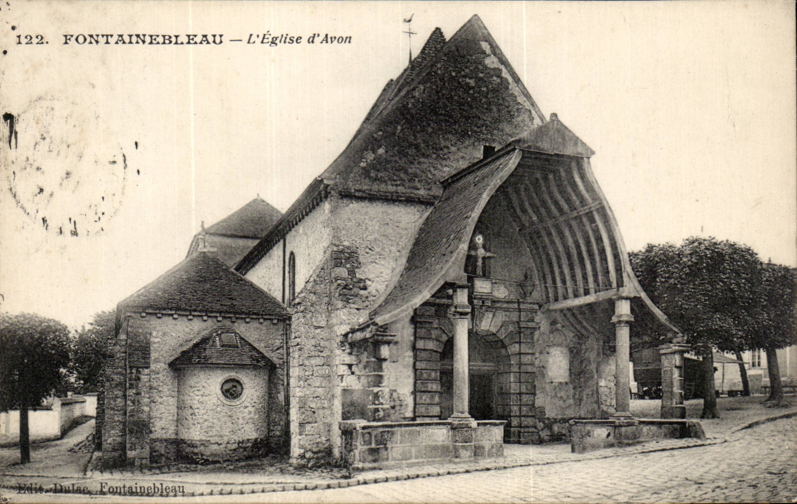 Fontainebleau — La Iglesia de Avon — Editado por Dulac, Fontainebleau, n°122