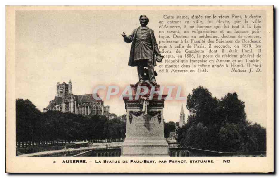 Auxerre CPA La statue de Paul Bert par Peynot statuaire