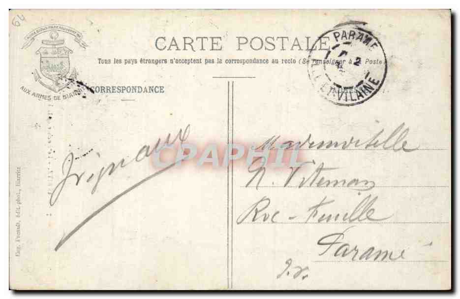 Biarritz - Le Rocher de la Vierge — éditeur : Frigé, Biarritz, n°7 — Rückseite