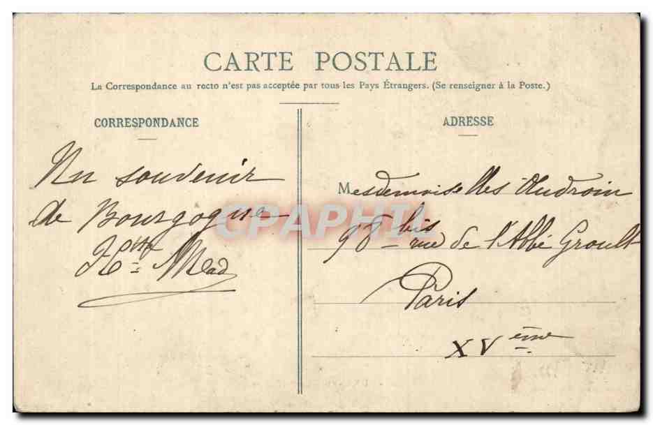 CPA Auxerre La prefecture — Back