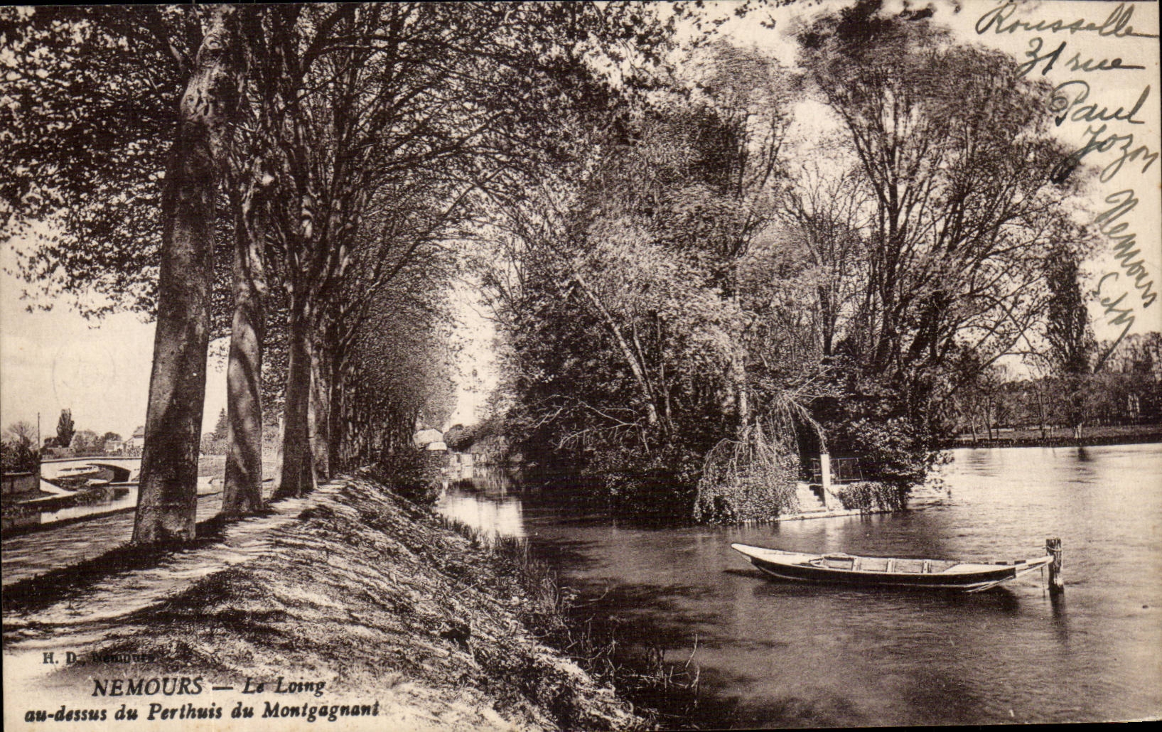 Nemours — Le Loing au-dessus du Perlhuis du Montigagnant — H. D. Nemours