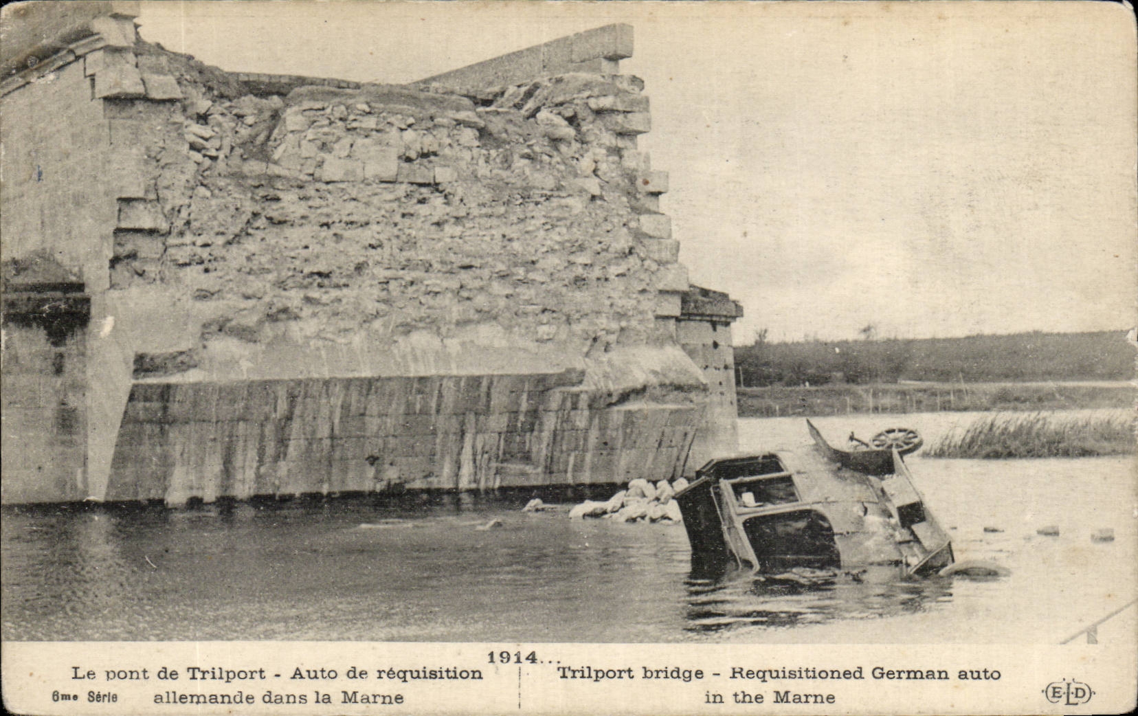 CPA Le pont de TRilport Auto de requisition allemande dans la Marne