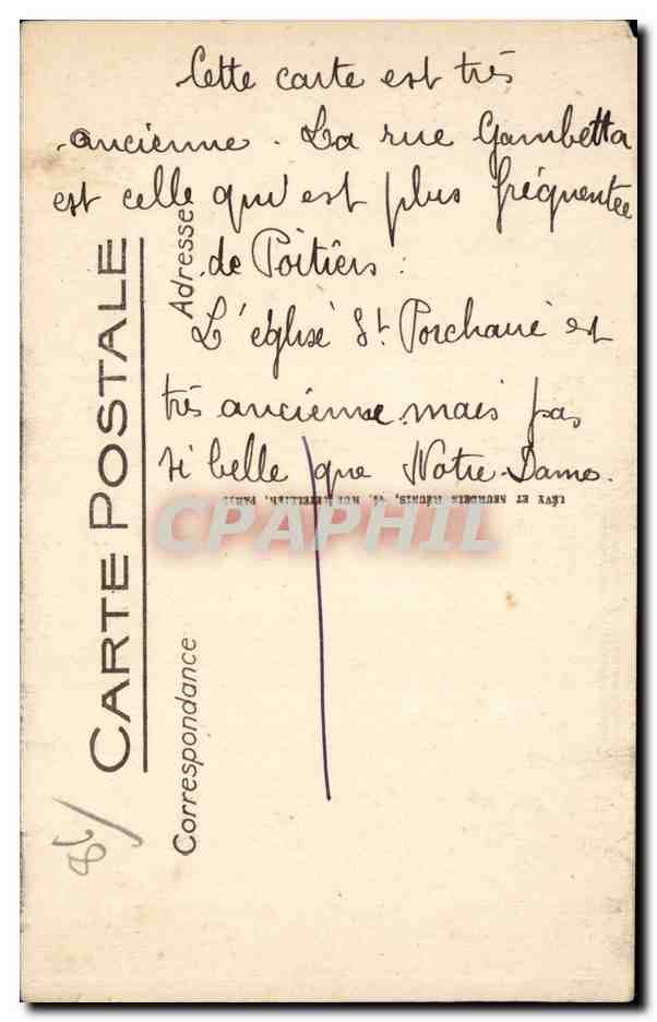 Poitiers — Tour Saint-Porchaire et Rue Gambetta — LL — Rückseite