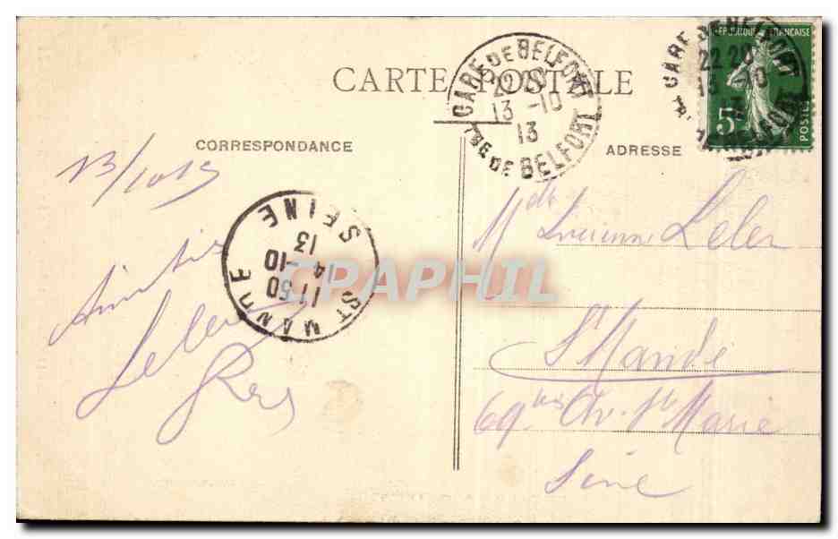 CPA Belfort La tour de la Miotte 1870 1871 — Verso