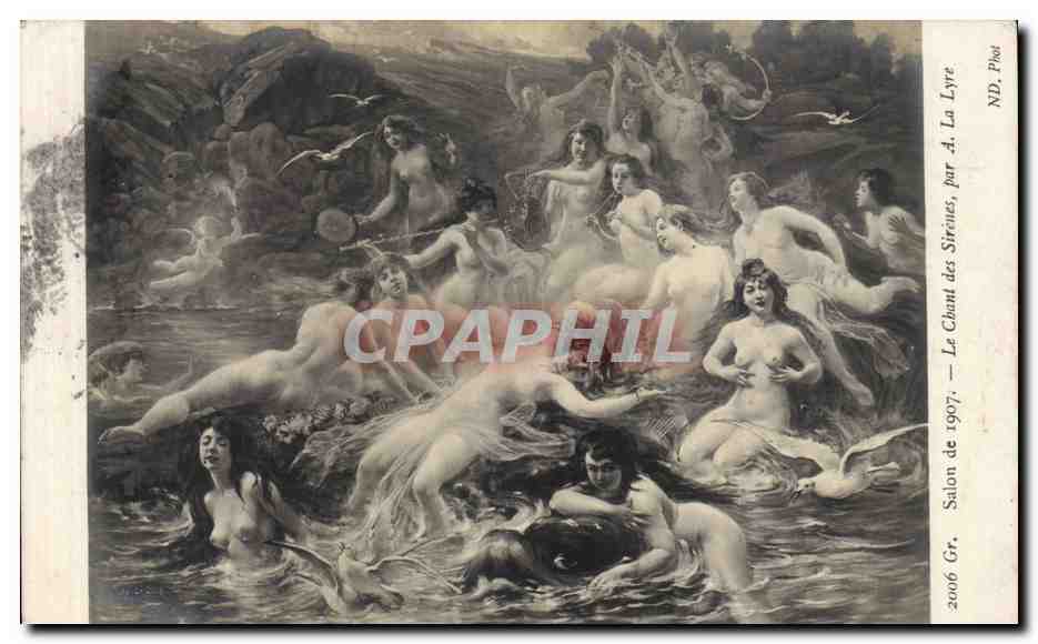 CPA Salon 1907 Le chant des sirenes Par A La lyre Nu erotique 