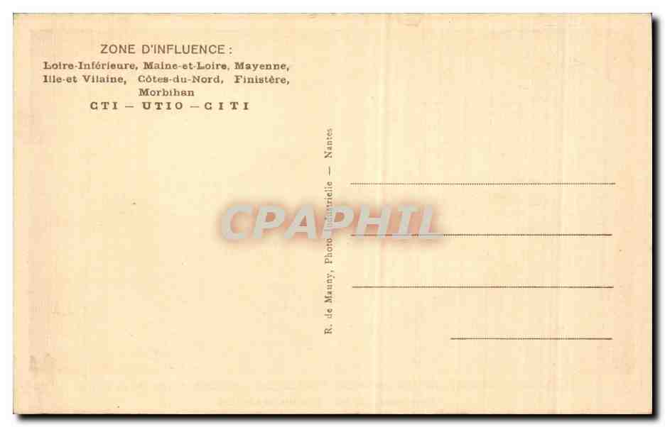 CPA Union des travailleurs intellectuels de l'Ouest filiale du CTI 8 rue Lekain Nantes — Rückseite