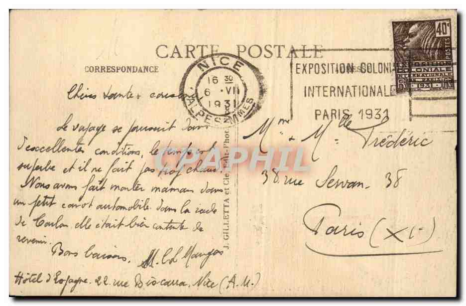 CPA Nice Les nouvelles terrasses Casino de la jetee — Rückseite
