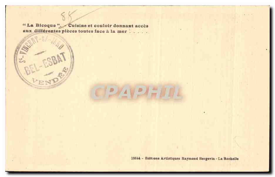 CPA la bicoque de Clemenceau Cuisine et couloir  — Rückseite
