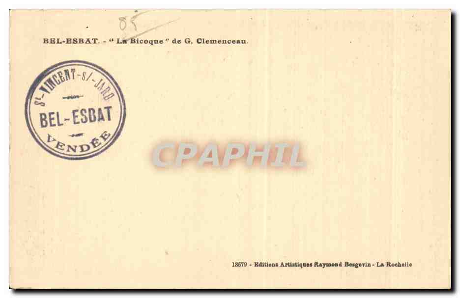CPA St Vincent du Jard la bicoque de Clemenceau Bel Essat — Rückseite