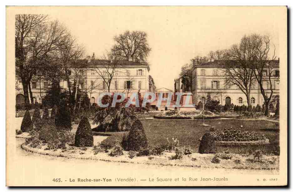 La Roche-sur-Yon (Vendée) — Le Square et la Rue Jean-Jaurès — Phototypie Jéhly-Poupin