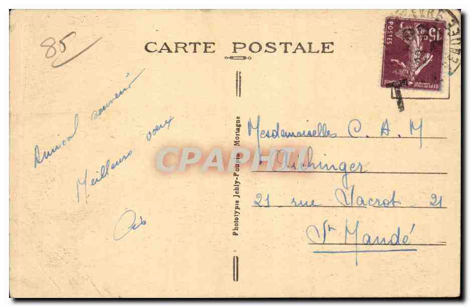 CPA Mortagne Les chutes d'eau a Fleuriais — Back