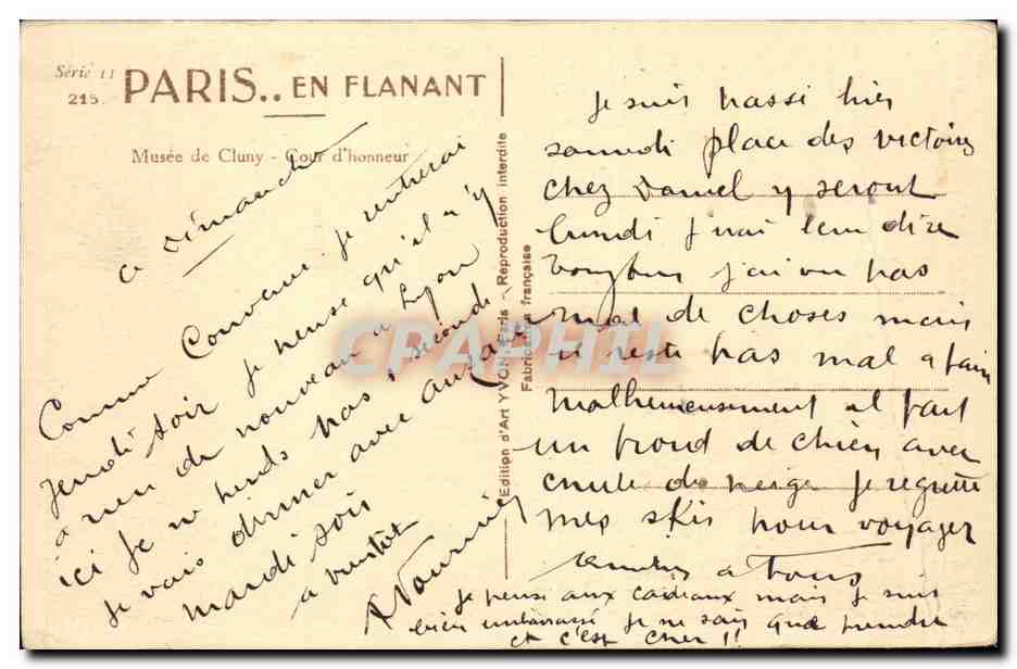 CPA Paris Musee de Cluny Cour d'honneur — Verso