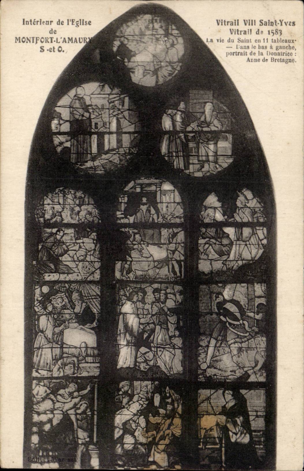 Interior de la Iglesia de Montfort-l'Amaury — Vidriera VIII San Yves — editor Warin, n° 50