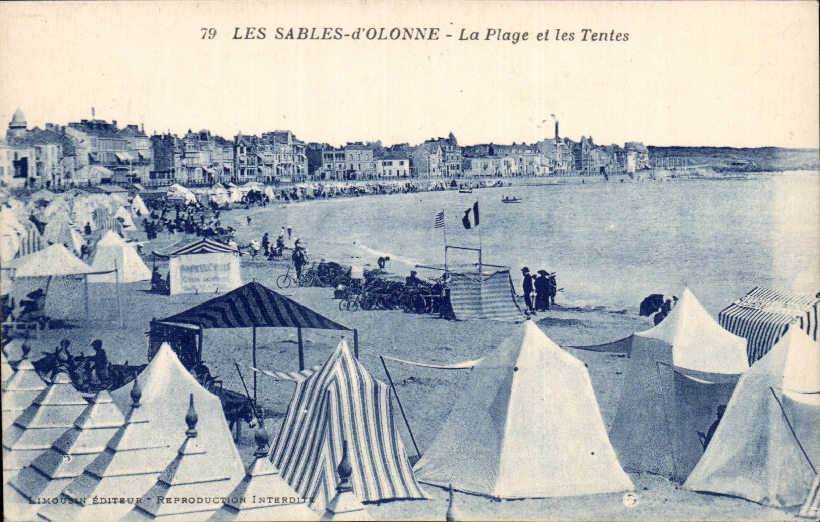 CPA Les Sables d'olonne La plage et les tentes Ane anes donkey donkeys mule mules