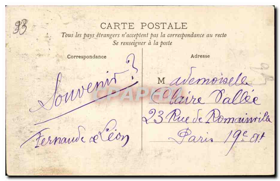 CPA Foret de Bondy La chapelle de ND des anges — Rückseite