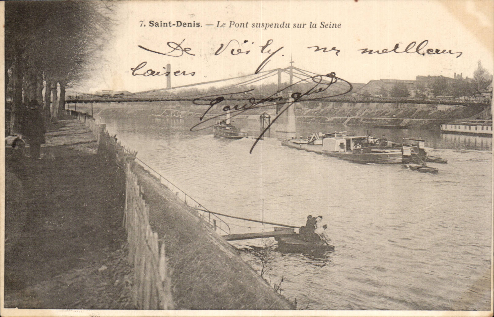 Saint-Denis — Le Pont suspendu sur la Seine — F. POUYDEBAT