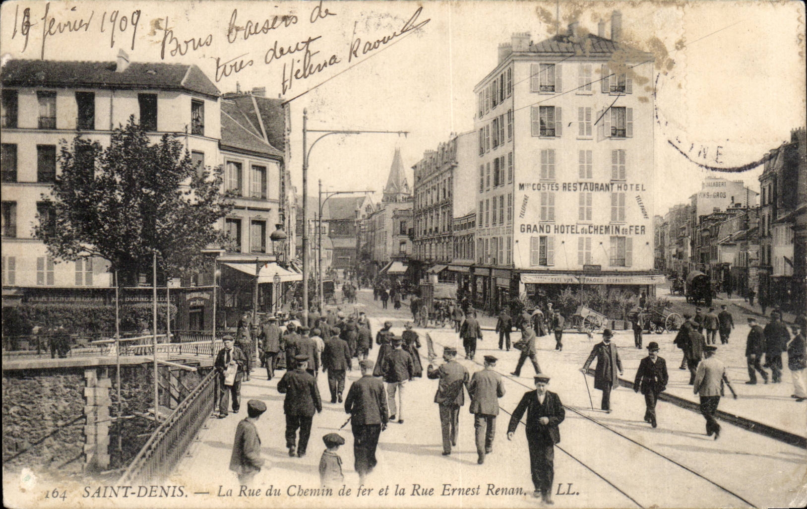 SAINT-DENIS — La Rue du Chemin de fer et la Rue Ernest Renan — LL. n°164