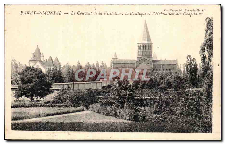 CPA Paray le Monial Le couvent de la visitation la basilique et l'habitation des Chapelains