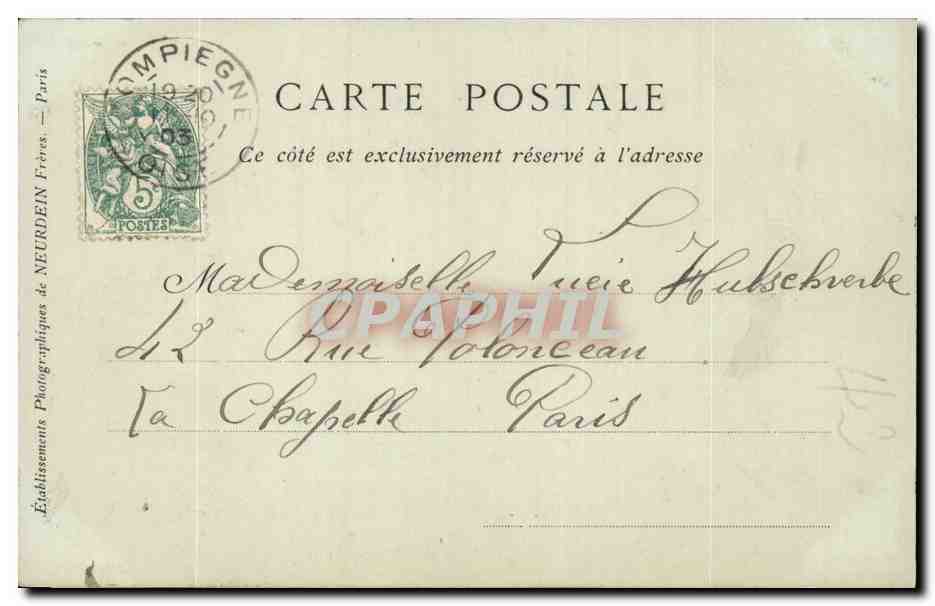 CPA Compiegne Chateau Le salon de l'Imperatrice — Rückseite