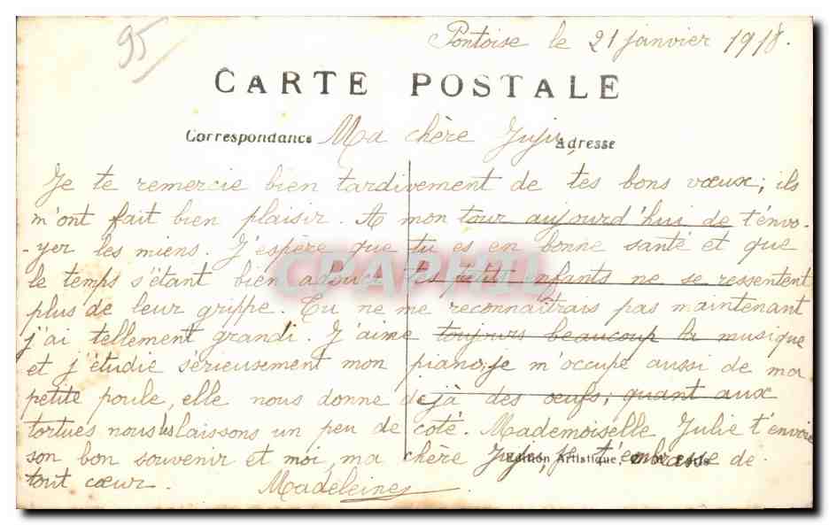 Pontoise CPA Vue generale prise du chateau — Rückseite
