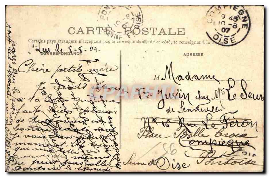 CPA Pontoise Hotel Dieu La chapelle — Rückseite
