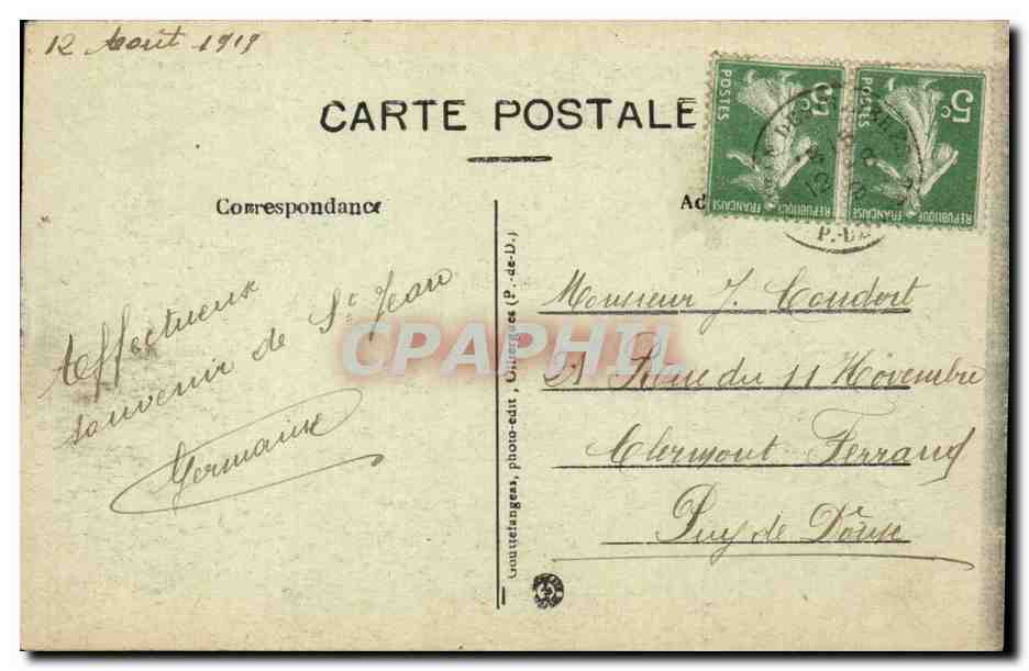 Château de Sévignier — Environs de BILLOM — G. d'O. — Reverso