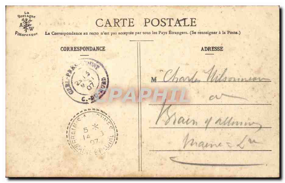 Kapelle der N.D. de Lorette zwischen Uzel und Le Quillec — La Bretagne Pittoresque, Nr. 993 — Rückseite