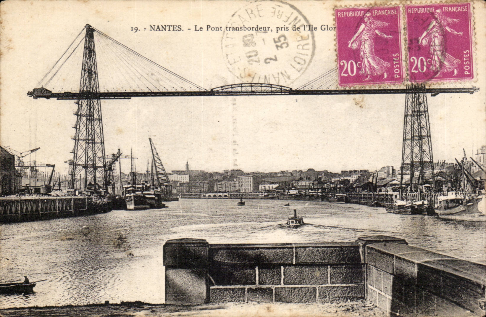 CPA Nantes Le pont transbordeur pris de l'ile