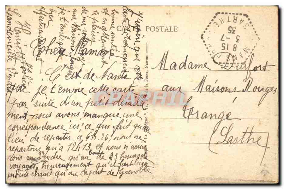CPA Nantes Le pont transbordeur pris de l'ile — Rückseite