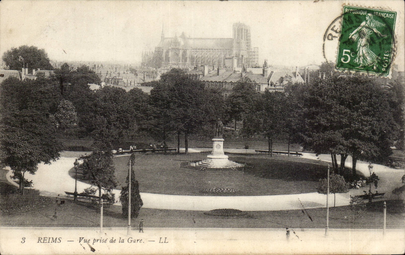 CPA Reims Vue prise de la gare