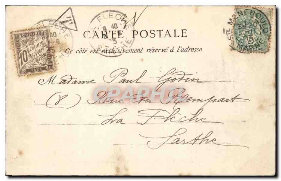 CPA Sainte Menehould L'hotel de ville — Back
