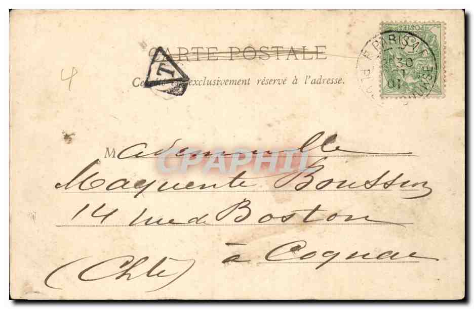Tarjeta postal antigua París Panorama Torre Eiffel — Reverso