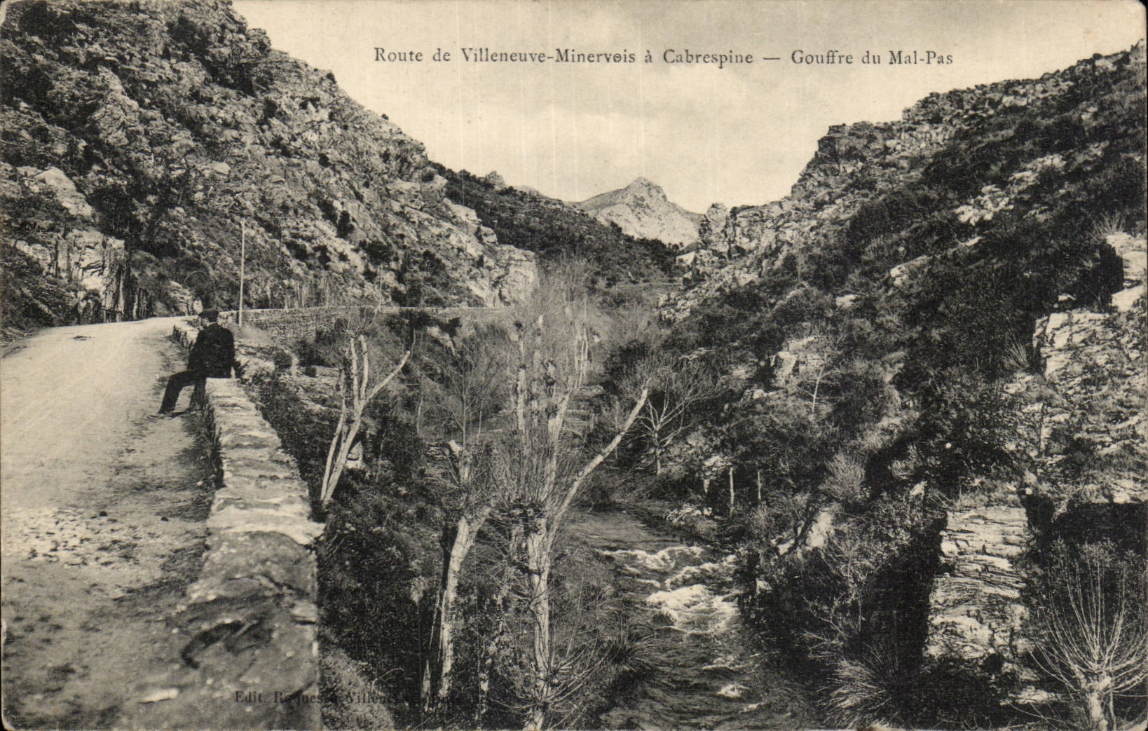 Route de Villeneuve-Minervois à Cabrespine — Gouffre du Mal-Pas — Edit. Roches-Villeneuve