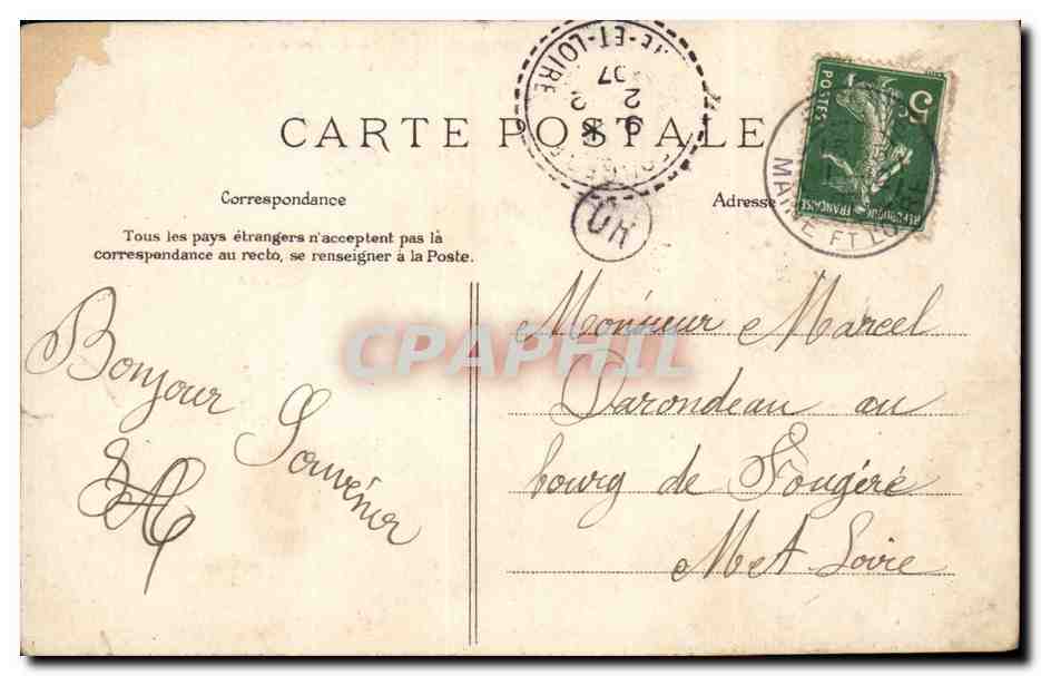 CPA Porte d'entree du chateau de Landifert pres Bauge — Rückseite