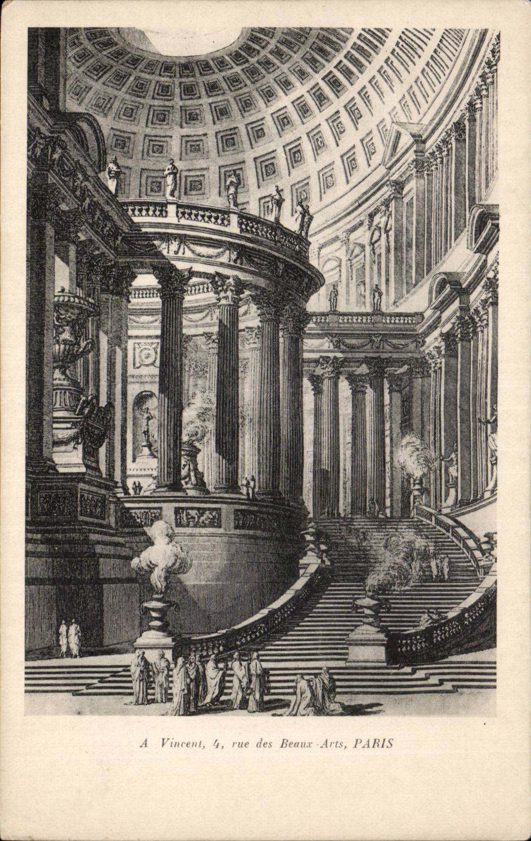 Intérieur du Panthéon — vue architecturale — A Vincent, 4, rue des Beaux-Arts, PARIS