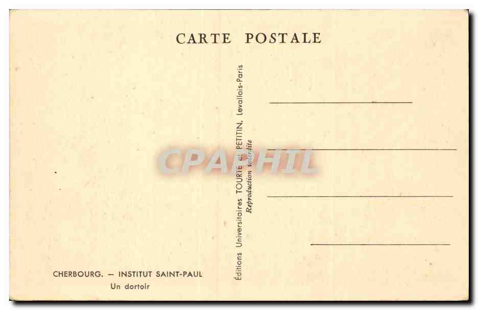 CPA Cherbourg Institut Saint Paul Un dortoir — Rückseite