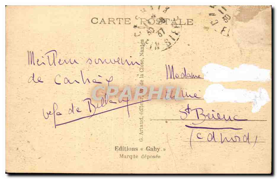 Carhaix - Ker Ahès (Finistère) — L'Église de Plouguer — Gaby — Rückseite
