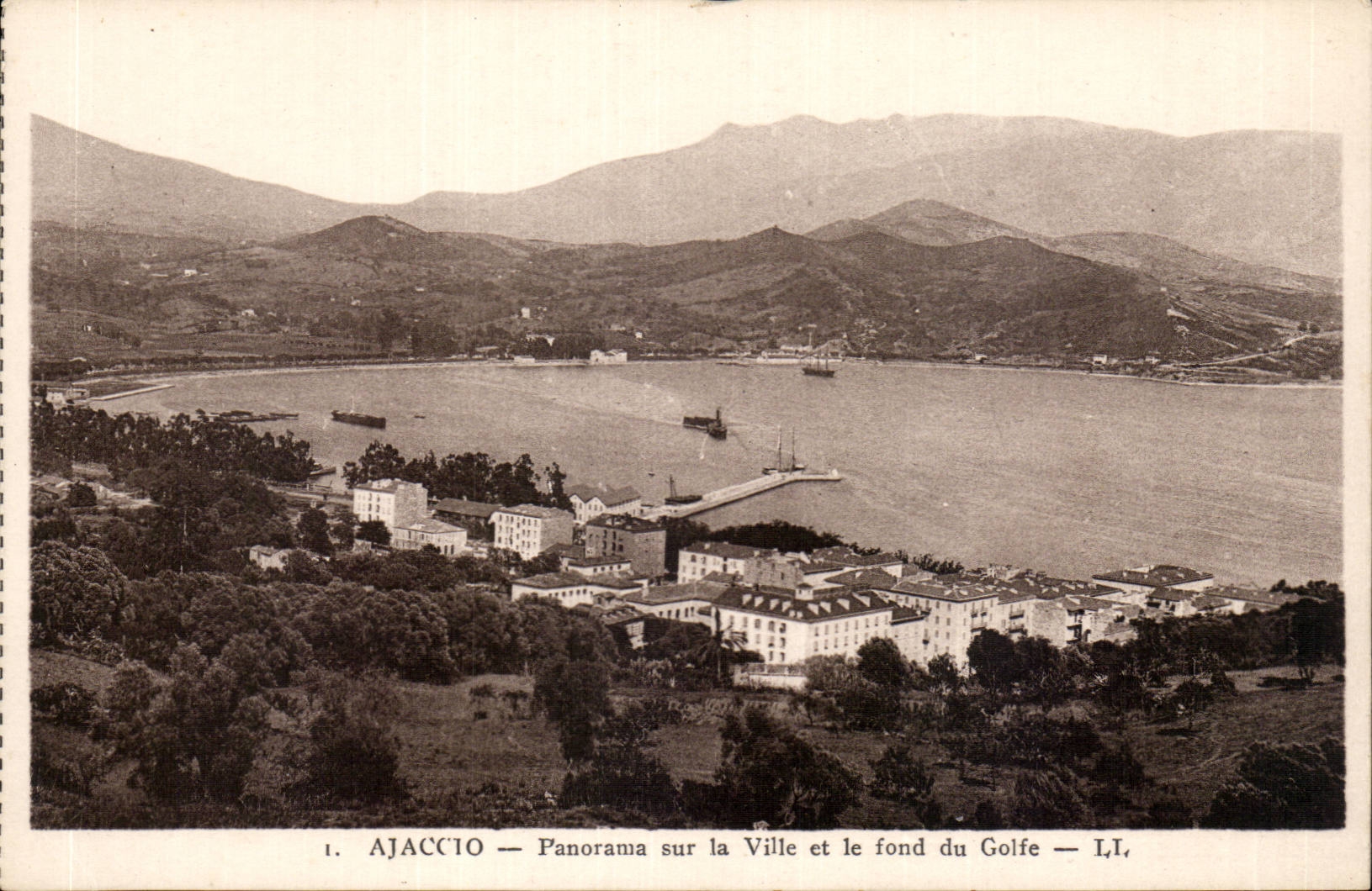 CPA Corse Corsica Ajaccion Panorama sur la ville et le fond du golfe