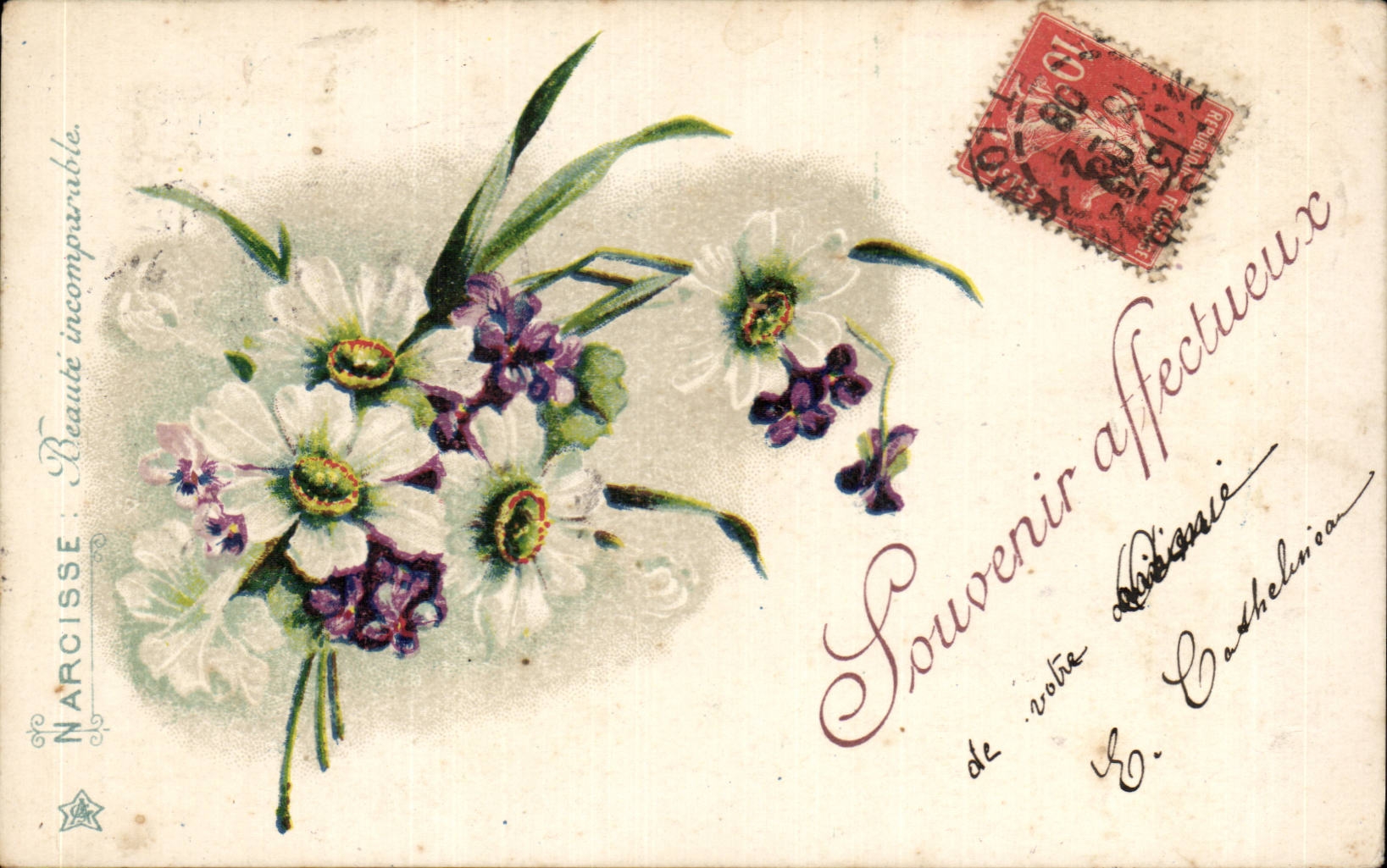 CPA Fantaisie Fleur Narcisse 