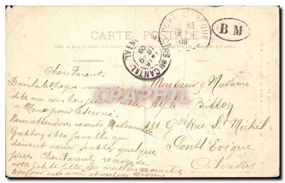 CPA Cantal Moulin et chateau de la Clidelle a Menet — Verso