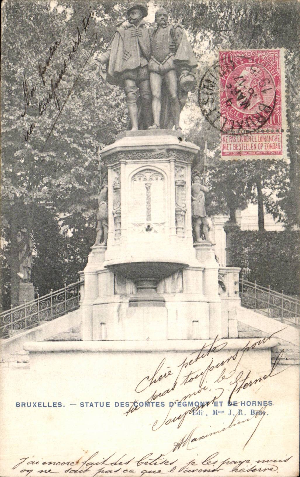 CPA Bruxelles Statue des comtes d'Egmont et de Hornes