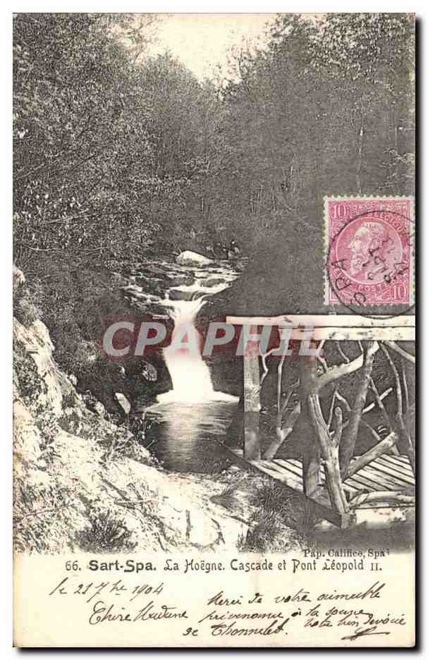 Sart-Spa. La Hoëgne. Cascade and Léopold II Bridge. — Pap. Califice, Spa — no. 66