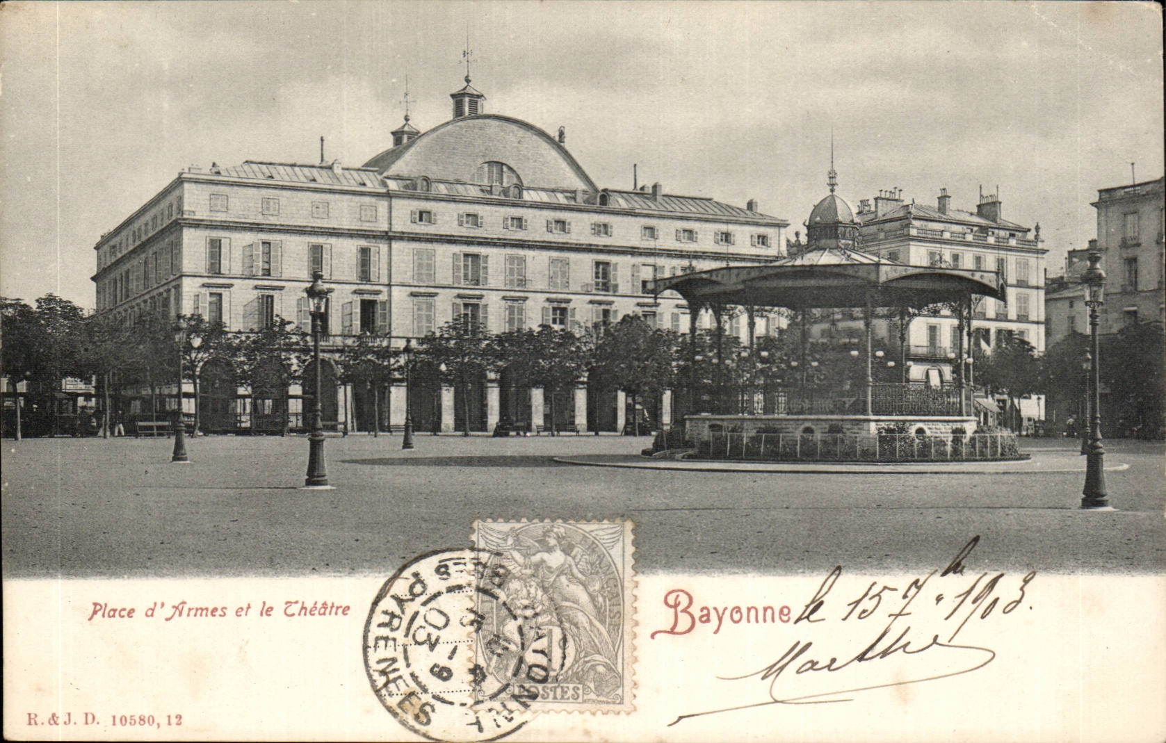 CPA Bayonne Place d'armes et le theatre