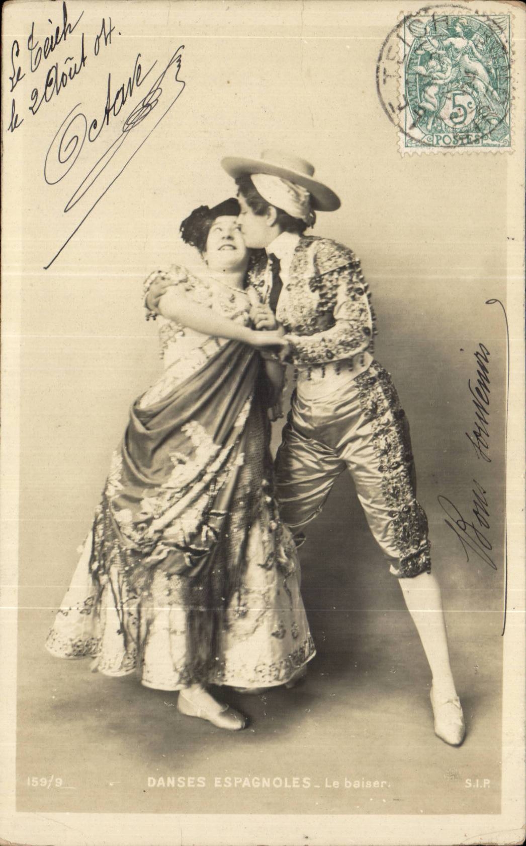 CPA Fantaisie Danses espagnoles Le baiser Folklore Danse